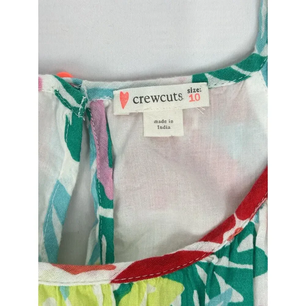 Crewcuts by J.Crew Girls Island Floral Trapeze Dress Tropical Hibiscus Sz 10